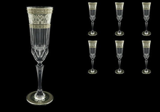 Champagne Flutes 180ml 6pcs "Adagio Allegro" in platinum light decor.