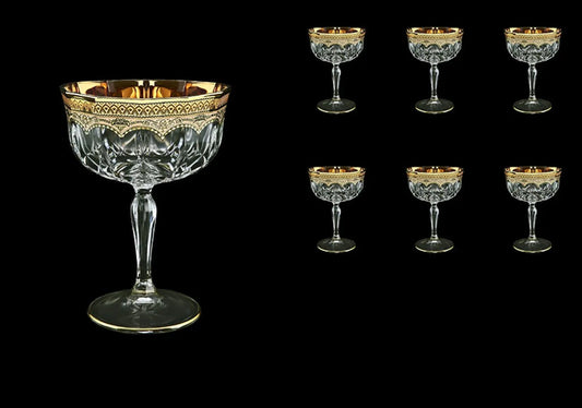Champagne glasses 240 ml, 6 pcs, "Opera Flora´s Empire" in Golden Ivory Decor by Astra Gold.