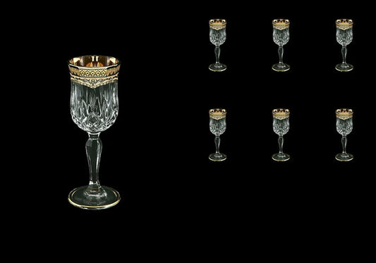 Liqueur Glasses 60 ml, 6 pcs, "Opera Flora´s Empire" in Golden Ivory Decor by Astra Gold.