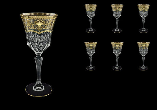 Wine Glasses 220ml 6pcs "Adagio Flora´s Empire" in Gold Crystal Light by Astra Gold.