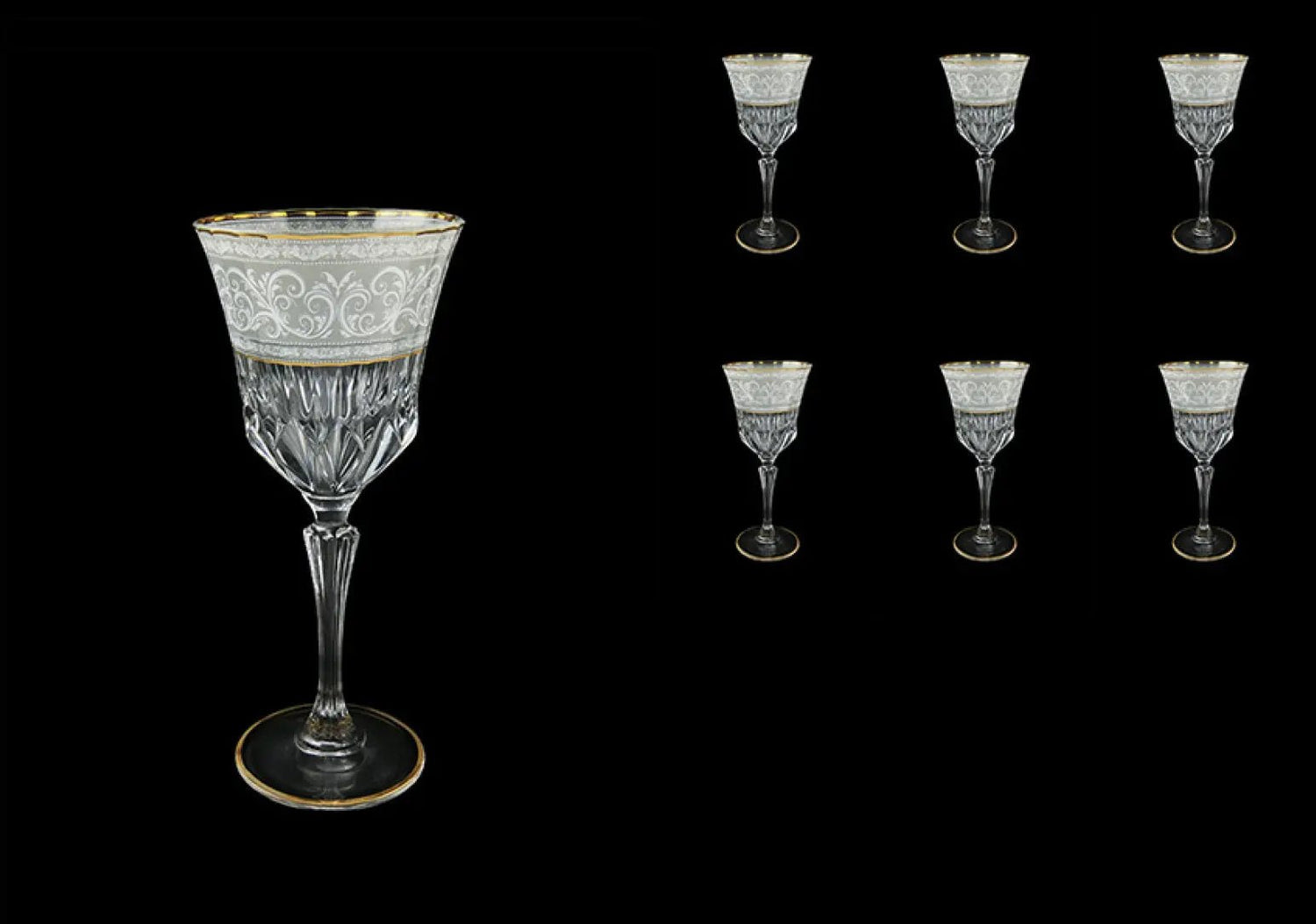 Wine Glasses 280ml, 6pcs, "Adagio Allegro" in White&Grey Light by Astra Gold.