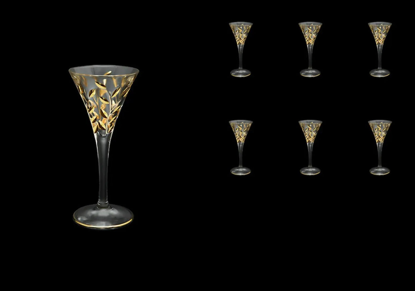 Liqueur Glasses 60ml 6pcs "Laurus" in gold by Astra Gold.