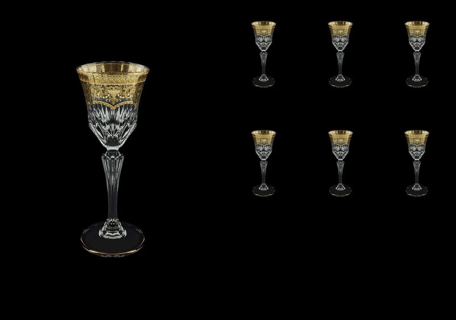 Liqueur Glasses 80ml 6pcs "Adagio Flora´s Empire" in Golden Crystal Light by Astra Gold..