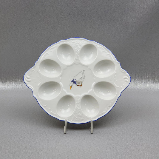 The porcelain egg serving tray, Bernadotte by Thun. Diameter 25 cm.