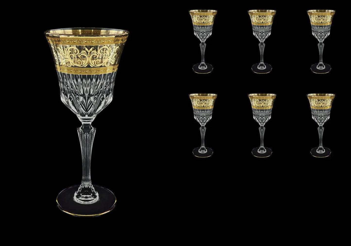 Wine glasses 280ml 6pcs "Adagio Allegro" in golden light decor by Astra Gold.